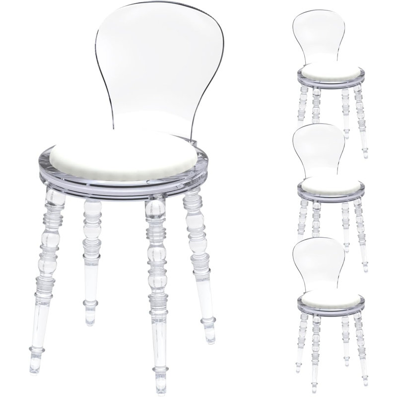 Chaise de coiffeuse Delidle, Blanc, Transparent