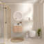 Meuble-lavabo mural de 24 po avec lavabo au design incurvé, finition en bois texturé ondulé, marbre de culture intégré intégré, meuble-lavabo flottant moderne pré-assemblé avec tiroir à fermeture en douceur