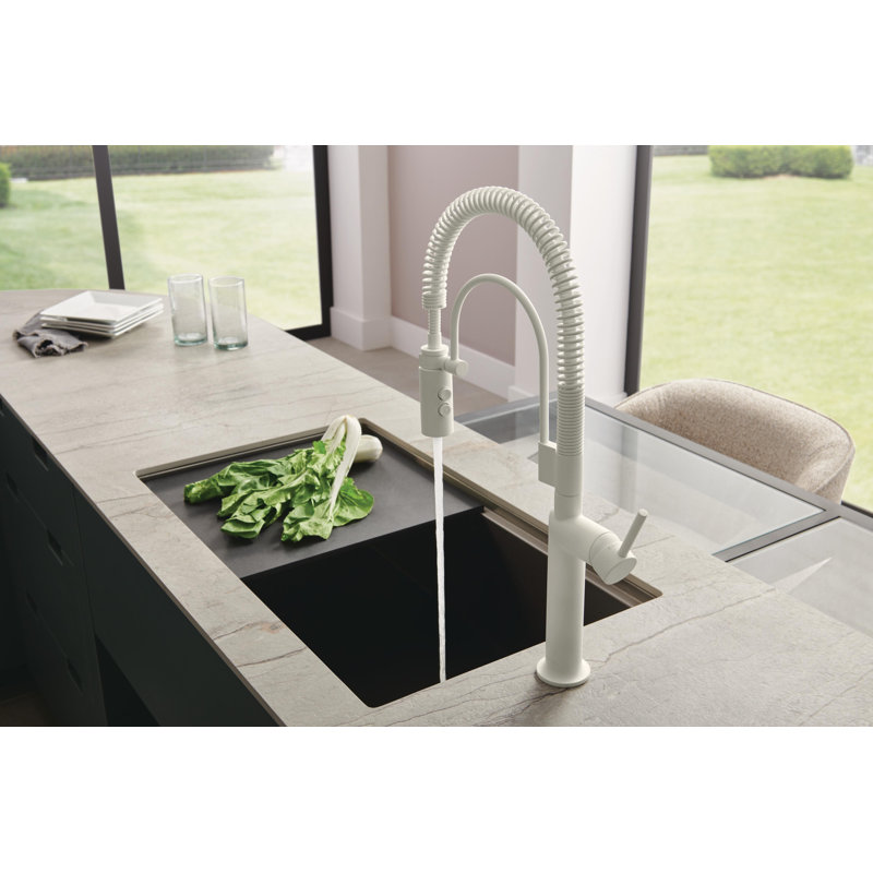 Jason Wu Semi-Professional Kitchen Faucet, Metal Lever Handle, Matte White