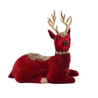 Regal Tidings Red Velvet Sitting Deer