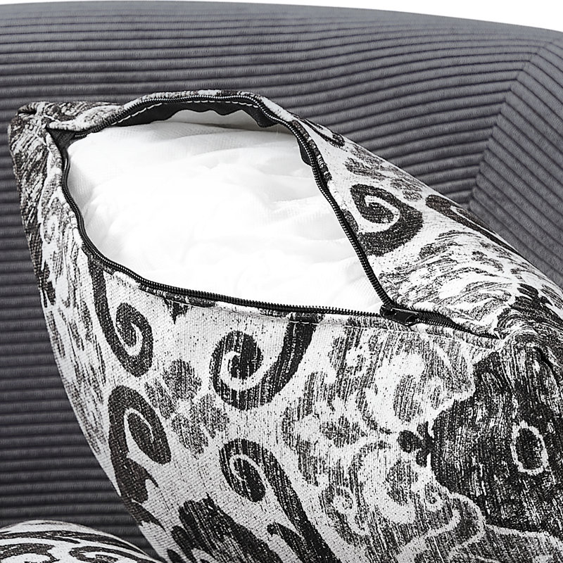 Chaise pivotante à 360 degrés avec 5 coussins, contreplaqué + bois d'eucalyptus, velours côtelé gris pour le salon Coussins détachables à 360 degrés - chambre, chambre à coucher, hôtel