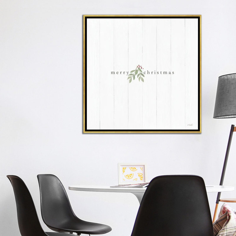 «Merry Christmas», reproduction d'art sur toile encadrée, H 37 po x l 37 po, Reproduction encadrée sans passe-partout, Doré