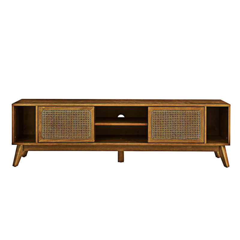 TV Stand Entertainment Cabinet Media Console, Walnut Brown