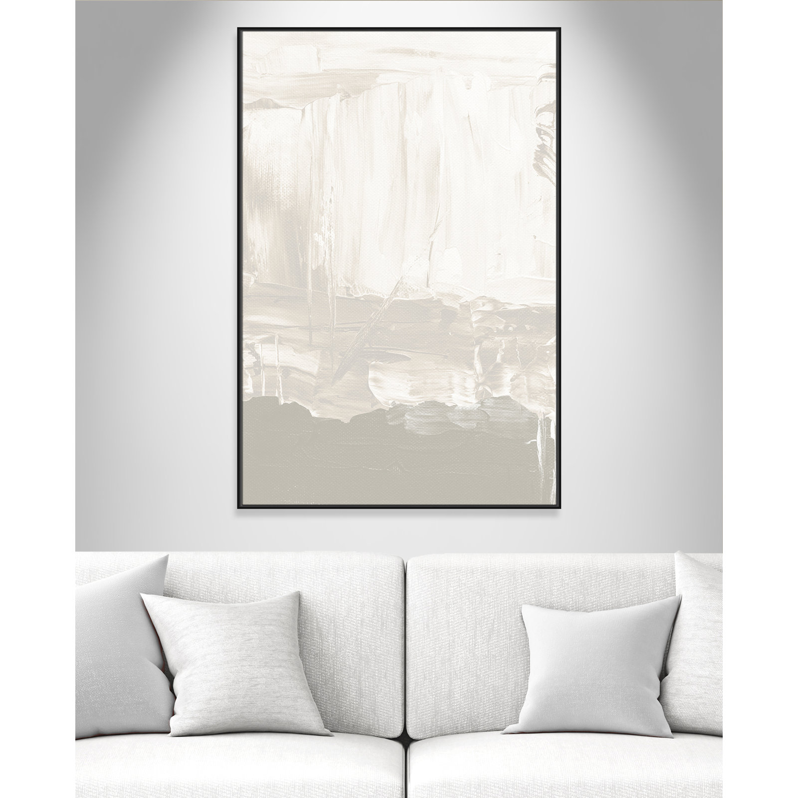 Albie "Taupe Abstract" Print, 41.5" H x 31.5" W, White