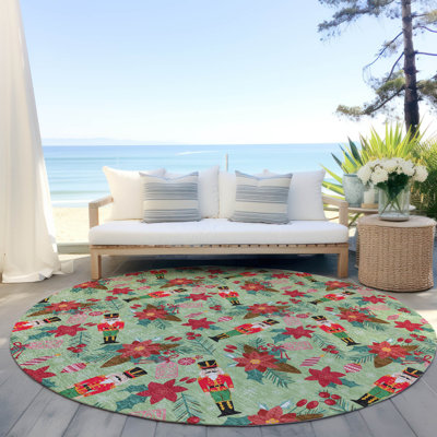Tapis de Noël casse-noisette intérieur / extérieur lavable à la machine Xhevrie Aloe