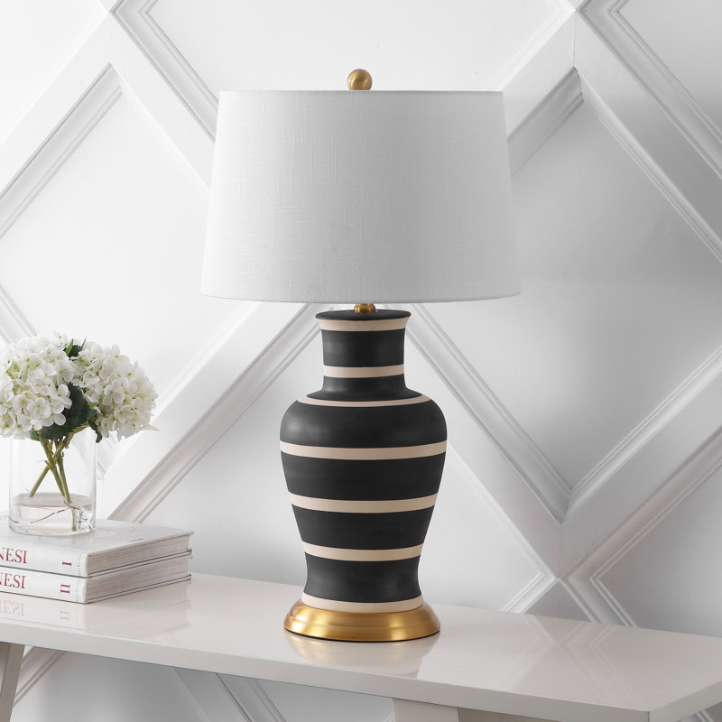 Herron 29" Table Lamp, Black/Beige