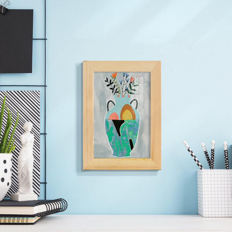 Blayze Collage Vase IV, encadré sur papier, H 6 po x l 4 po x P 1 po, Naturel