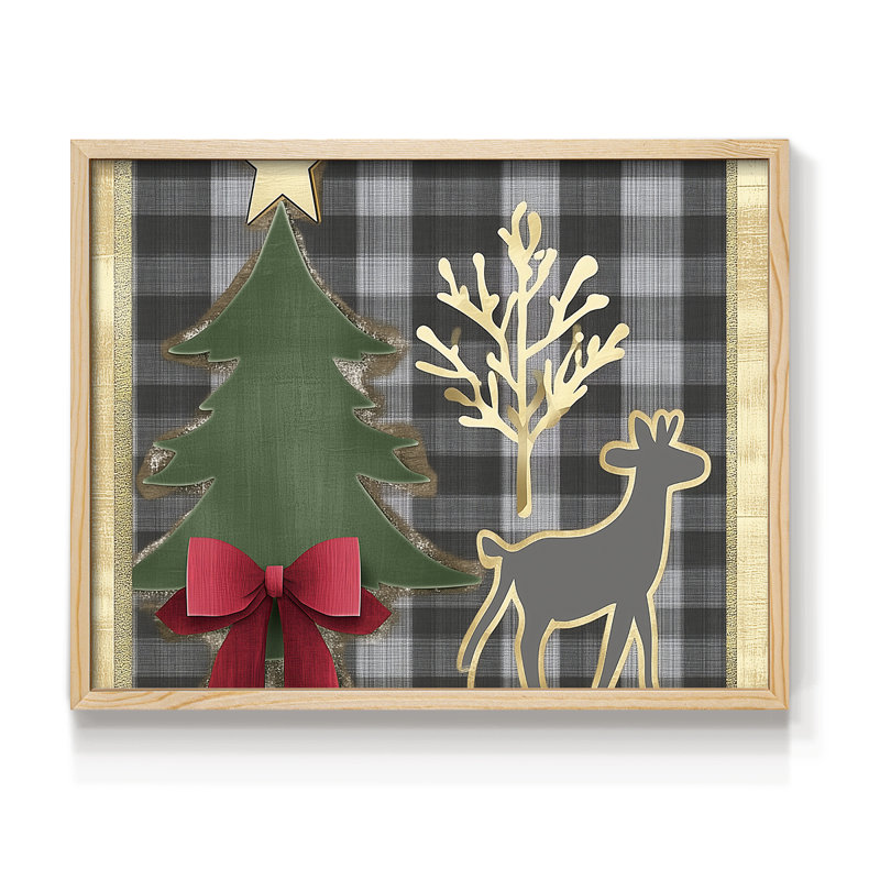 Art de Noël - Lxx - reproduction encadrée - réversible, H 22 po x l 28 po, Naturel