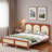 Wood Platform Bed With Rattan Headboard-665575502-665575497