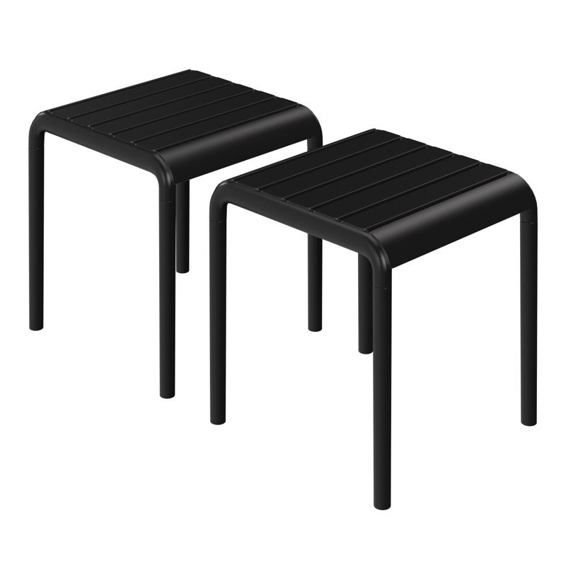 Square Outdoor Side Table, Black