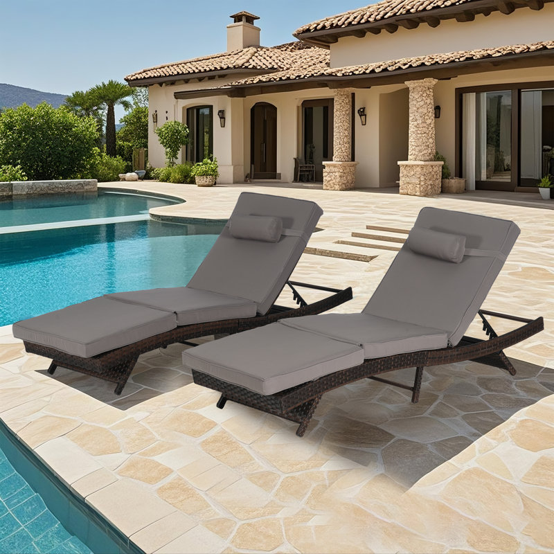 Boho Upholstered Rattan Lounge Chair (Set of 2), Deep Seating Wicker Accent Chair with Thick Cushions & Sturdy Frame