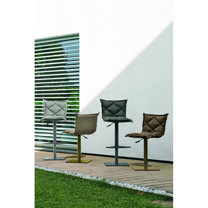 Filsaime Swivel Upholstered Adjustable Height Counter Stool with Metal Frame, Graphite, Graphite