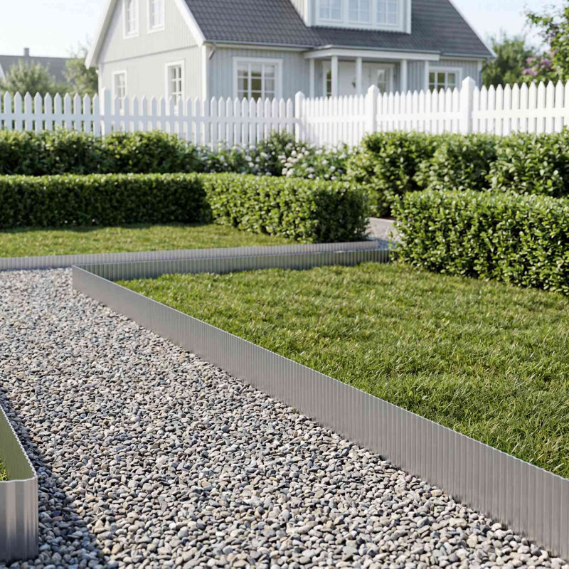 Galvanised Steel Lawn Edging Fencing, 10cm H x 1000cm W