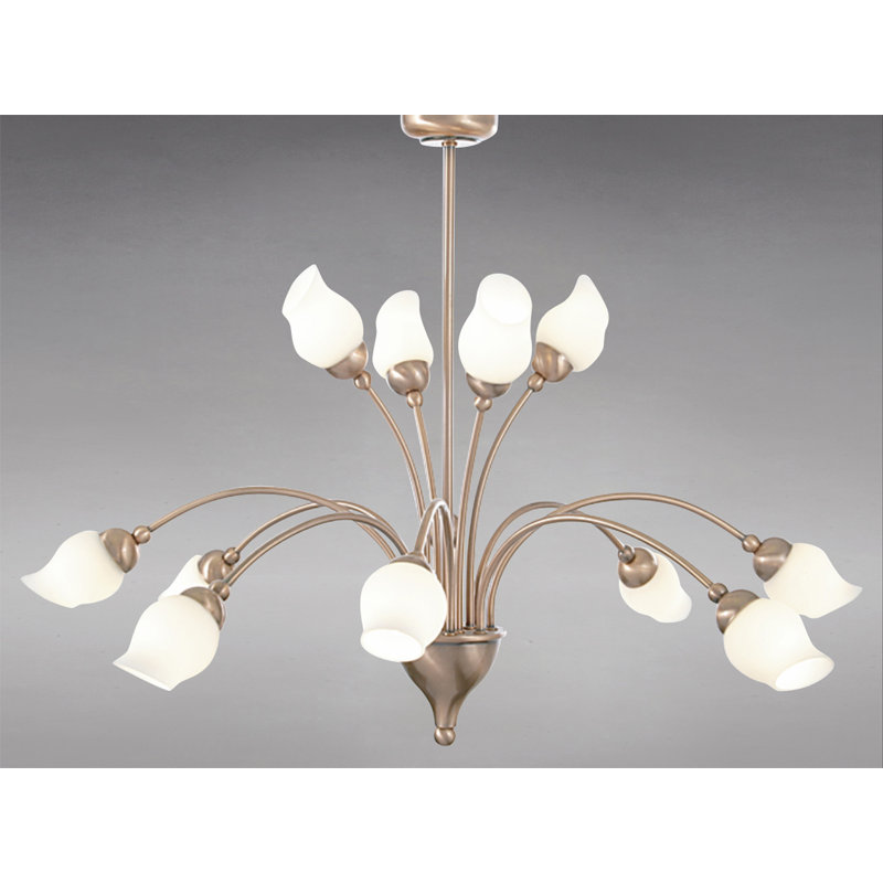 Kissinger 12 - Light Shaded Chandelier, Satin Brass