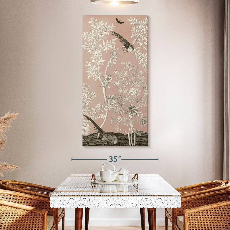 Blush chinoiserie II, H 54 po x l 27 po
