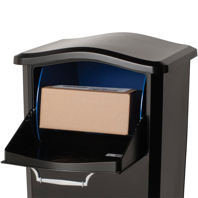 Black Locking Aluminum Parcel Drop Box with Rotating Drum