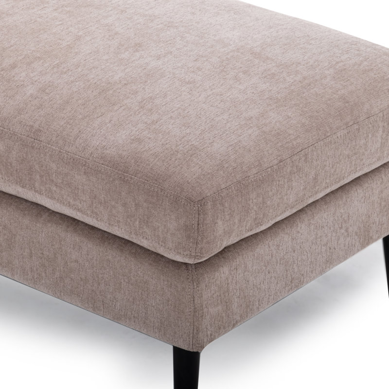 Repose-pieds de cocktail rectangulaire 47 po Bilal, Chenille Lux Latte Performance