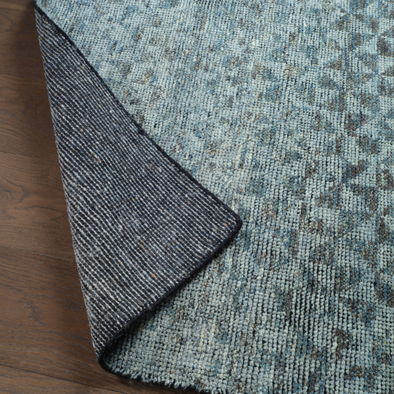 Atz Hand Knotted Wool Geometric Area Rug, Rectangle 8'10" x 12'