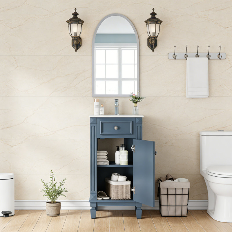 Meuble-lavabo 18 po avec lavabo en céramique, Bleu