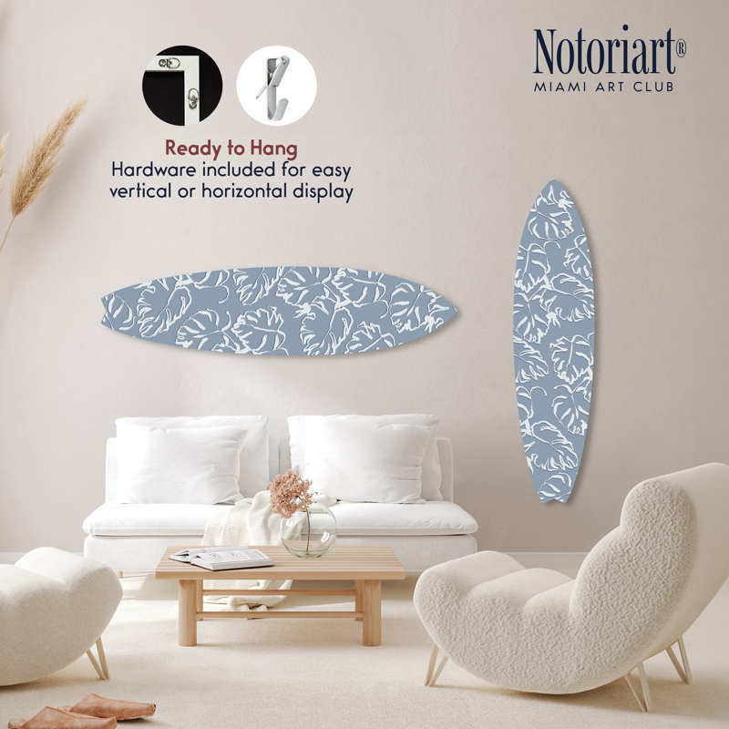 «Monstera Blue Surfboard Acrylique Coastal Wall Art» par Notoriart