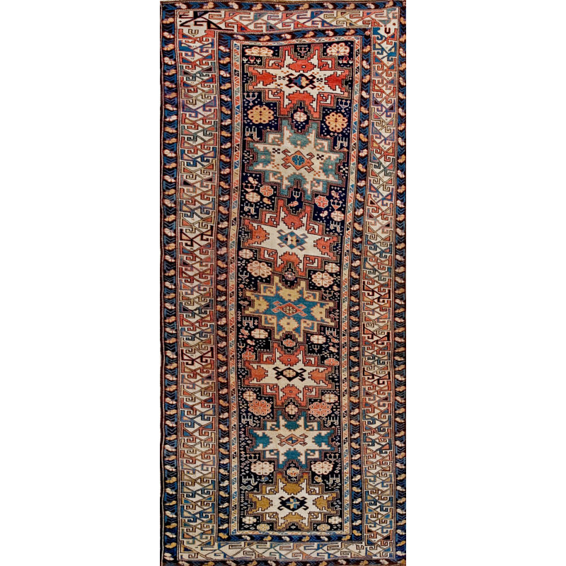 Antique Caucasian - Shirvan Hallway Runner Wool Blue Rug