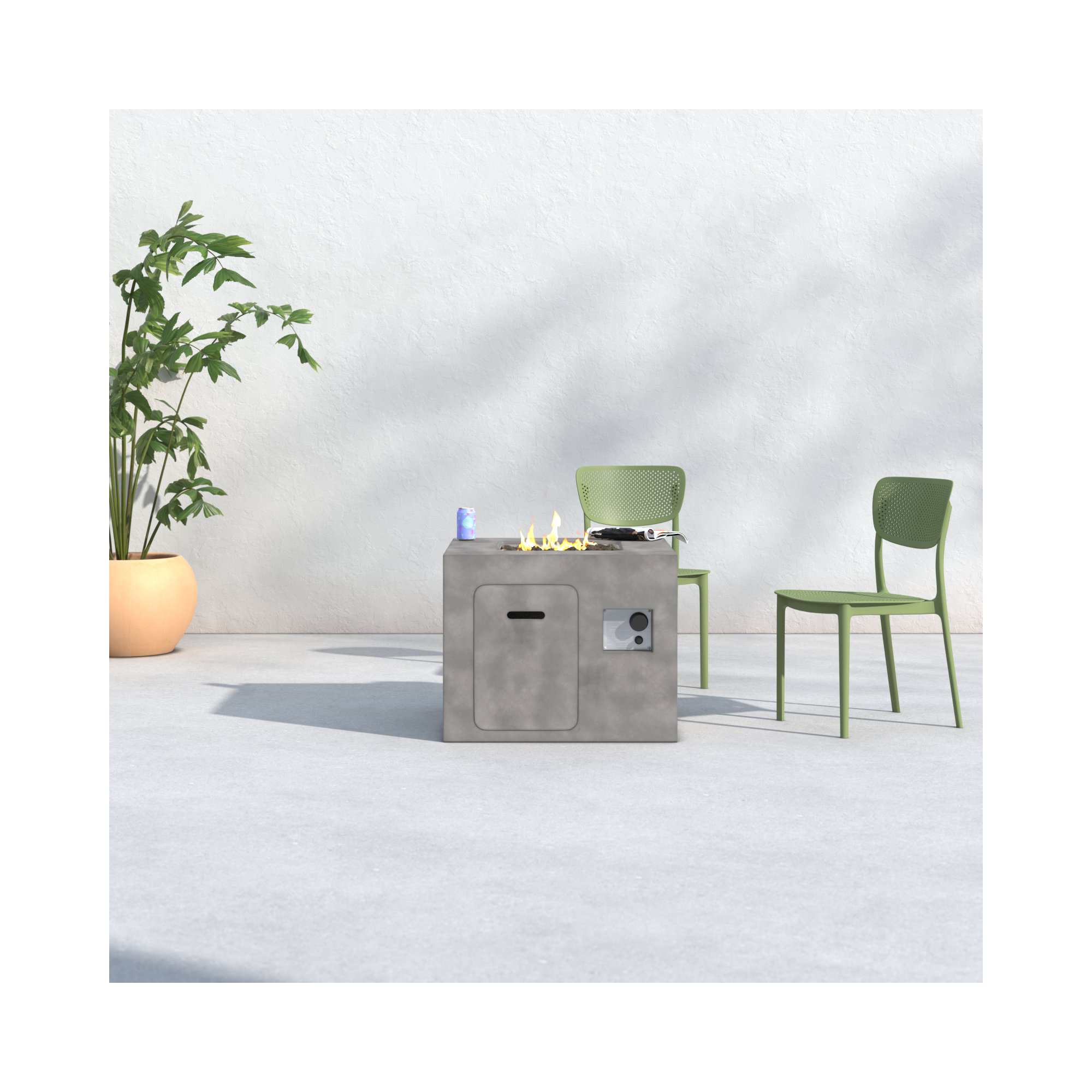 Lennart Square Fire Pit, Concrete