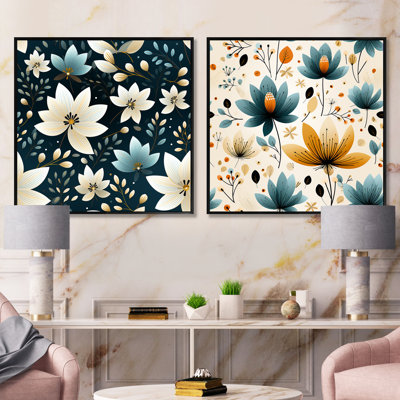 Carnesville - Abstract Botanicals Square Collage Set Of 2