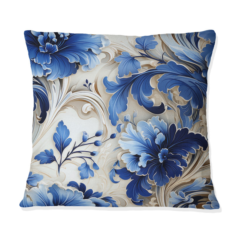 Coussin Majestic Cobalt Scrolls Victorian, H 18 po x l 18 po