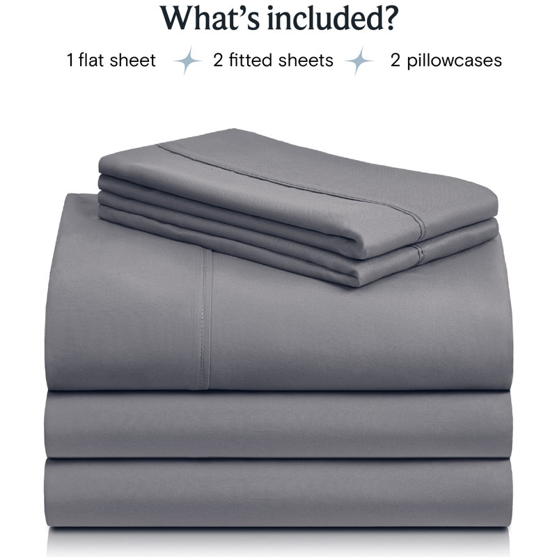 Luxclub 4 PC Light Gray Split King Silky Soft Cooling Extra Deep Pocket Performance Sheet Set, Light Gray