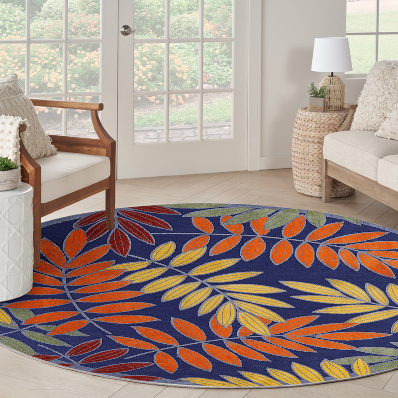 Isalia Floral Indoor/Outdoor Area Rug, Round 7'10"