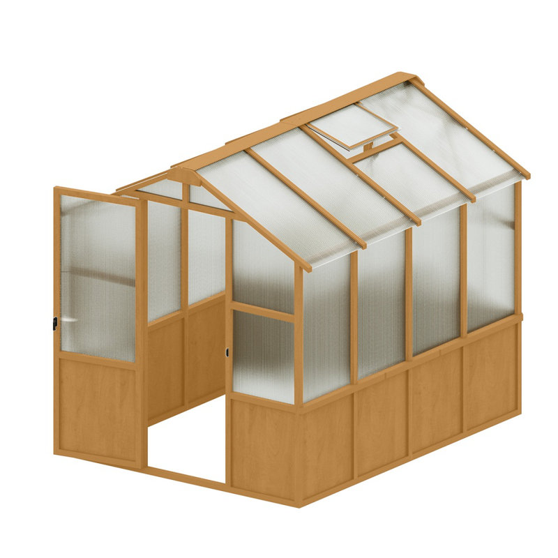 Wooden Outdoor Greenhouse With Polycarbonate Panels, Lockable Door & Adjustable Ventilation