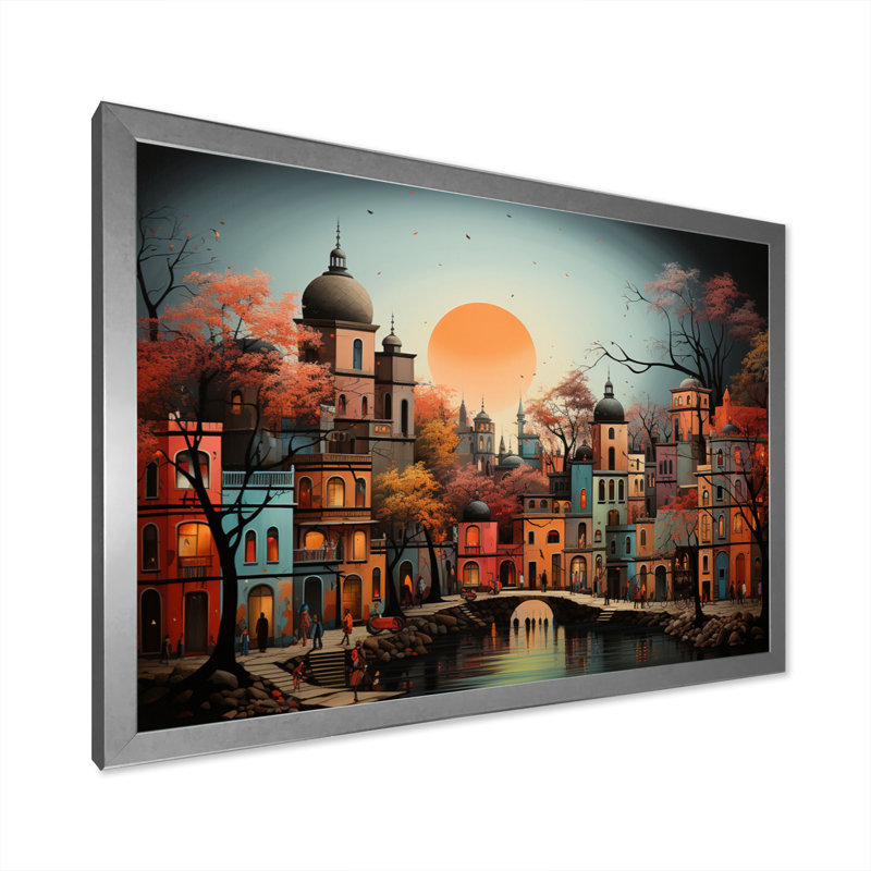 Ndian Art Indian Splendor - art mural indien sur toile, Cadre simple argenté, H 30 po x l 40 po x P 1,5 po
