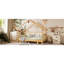 Lit simple en bois dans une cabane dans un arbre avec rails à coussin souple, pour enfants, adolescents, filles, garçons, blanc-797275325