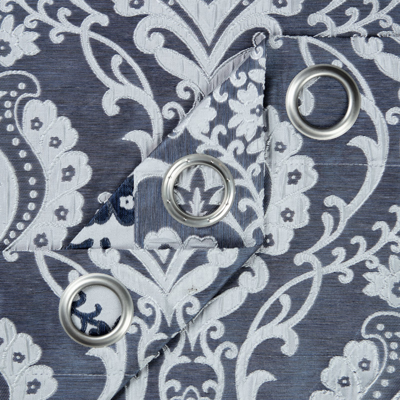 Rideau obscurcissant à œillets de style damassé d'Ivanbrook, L 52 po x L 96 po, Bleu