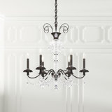 Helenia 6 Light 28in x 30in Chandelier in Antique Silver with Clear Heritage Handcut Crystals