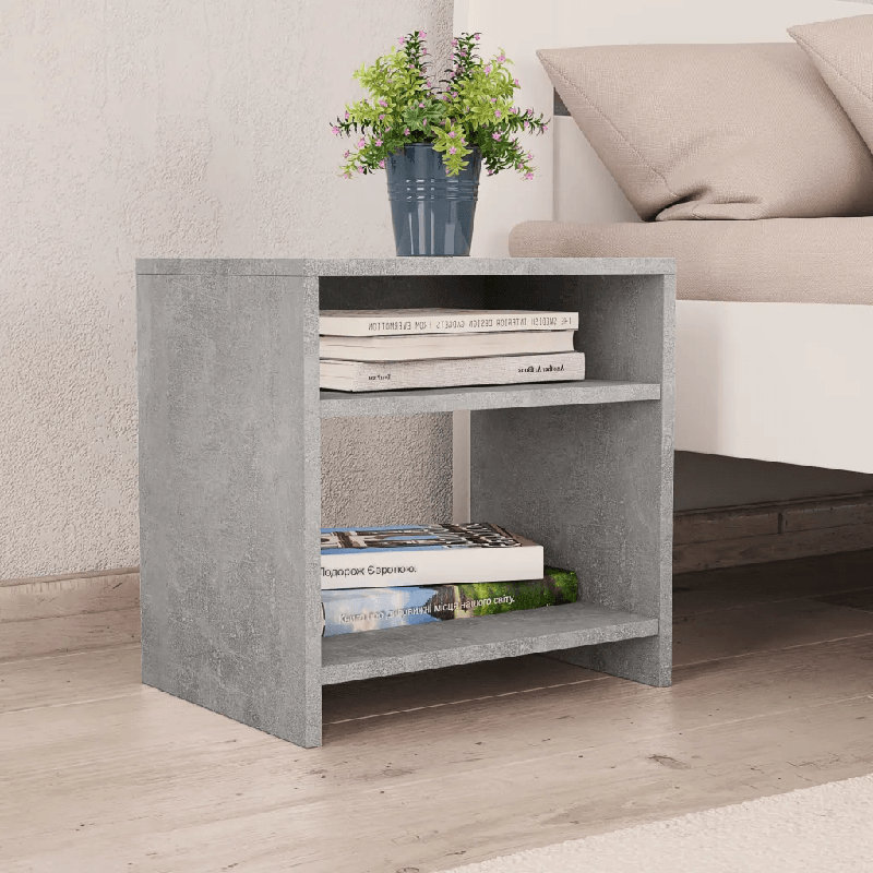 Reston 40cm W Manufactured Wood Bedside Table, Concrete Grey, Individual
