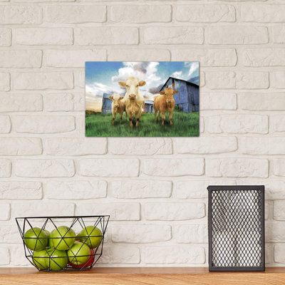 Three Curious Calves by Bluebird Barn - Wrapped Canvas Painting