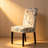 Dining Chair Set Of 2, Beige Fabric, Soft Cushions, Black Rubberwood