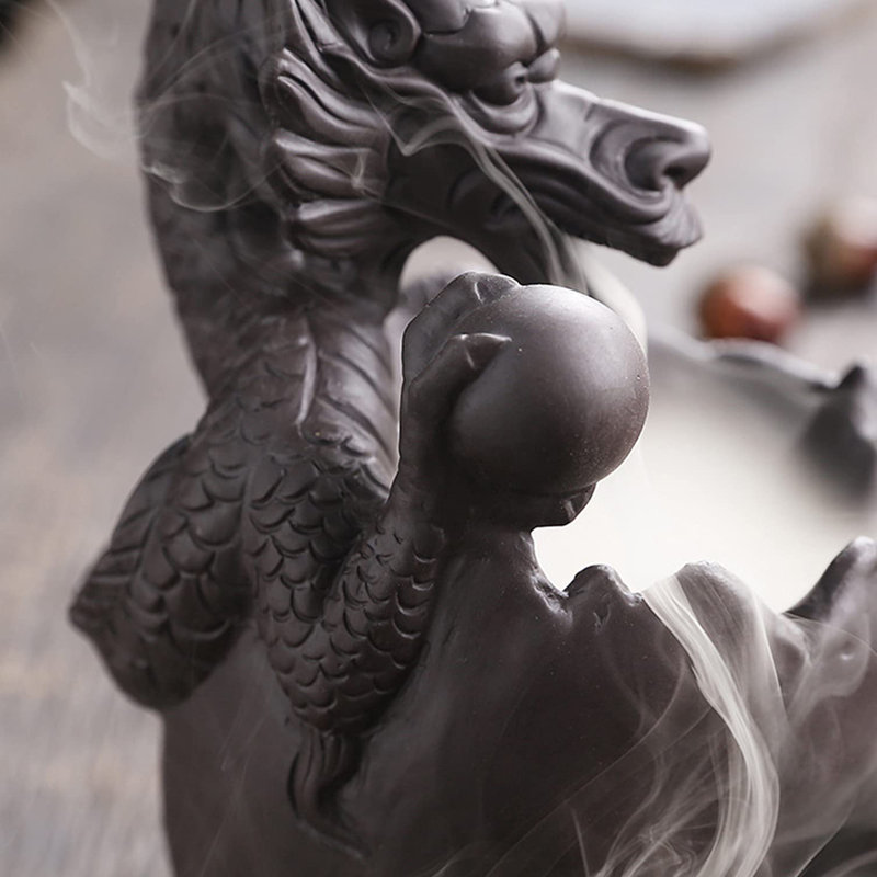Porte-encens dragon, cascade de crânes