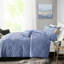 Édredon luxueux en velours bleu pervenche pour très grand / très grand lit - Remplissage 2 taies décoratives et 1 coussin décoratif-125337372-125337370