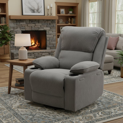 Fauteuil inclinable gris télécommandé pour les personnes âgées avec fonctions de chauffage et de massage, ce qui permet de se lever plus facilement.