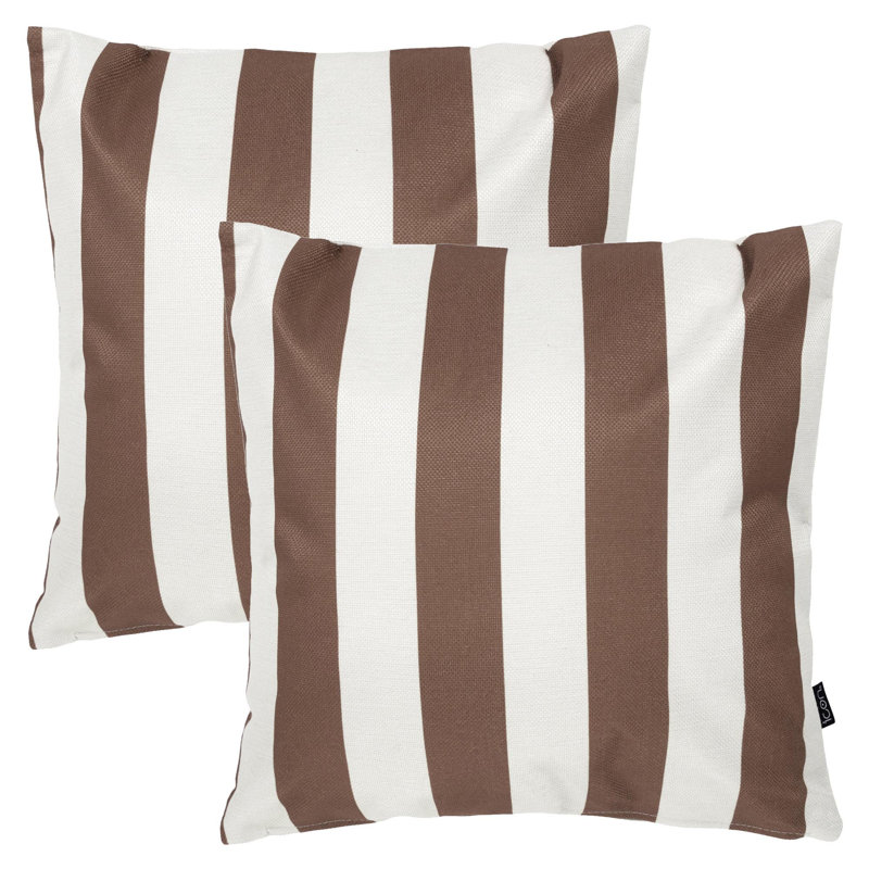 Indoor / Outdoor Square Cushion, Chocolate/White Striped