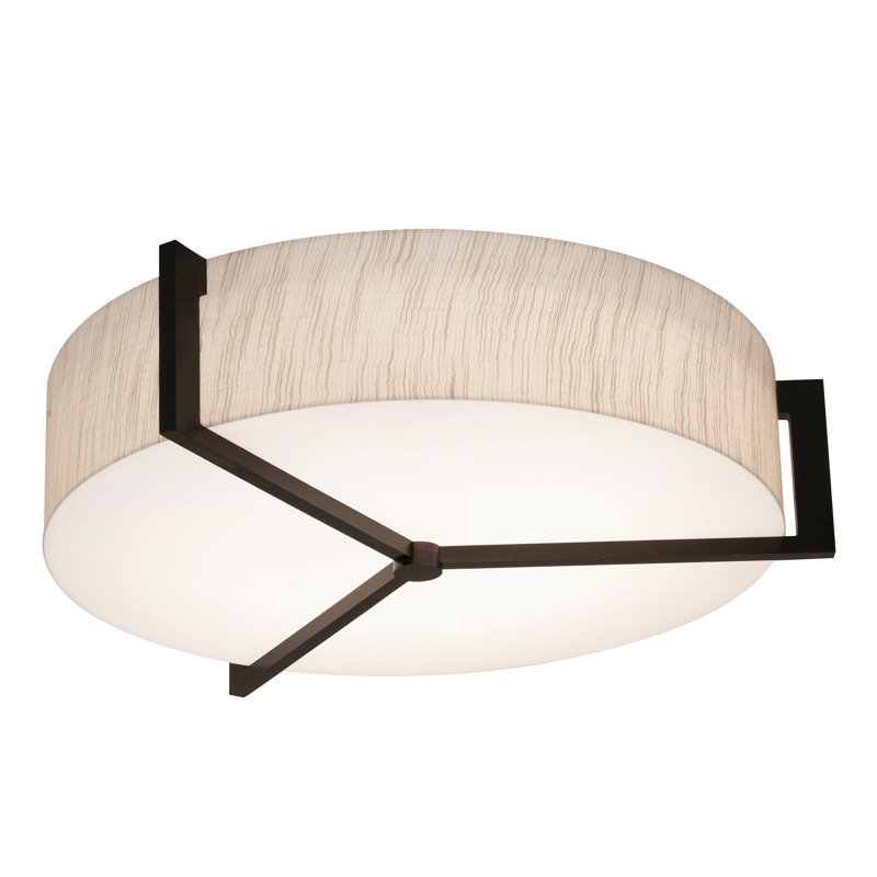 Leeroy LumaFuse Flush Mount, 4.25" H x 17" W x 17" D, Jute, Espresso