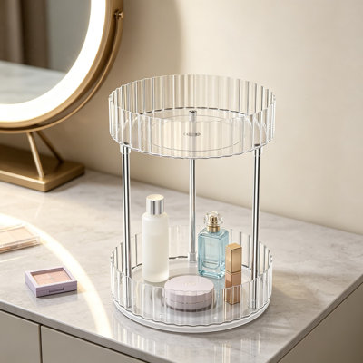 Organisateur de maquillage rotatif à 360 degrés, grand espace de rangement détachable pour les cosmétiques pour le comptoir de la commode de la chambre à coucher, organisateur de meuble-lavabo robuste avec compartiments divisés