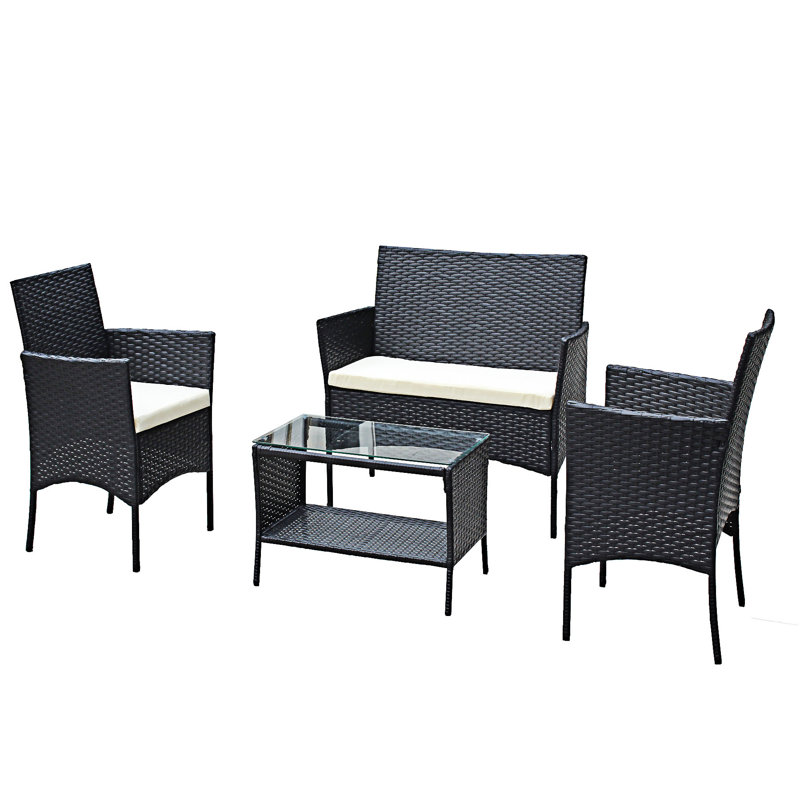 4 Piece Outdoor Patio Sofa Seat, Beige
