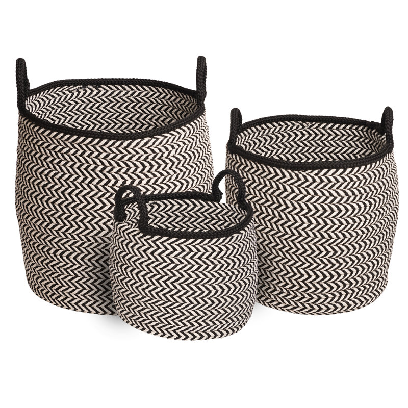 Preve Storage Basket with Handles, White/Black, 17" H x 18" W x 17" D