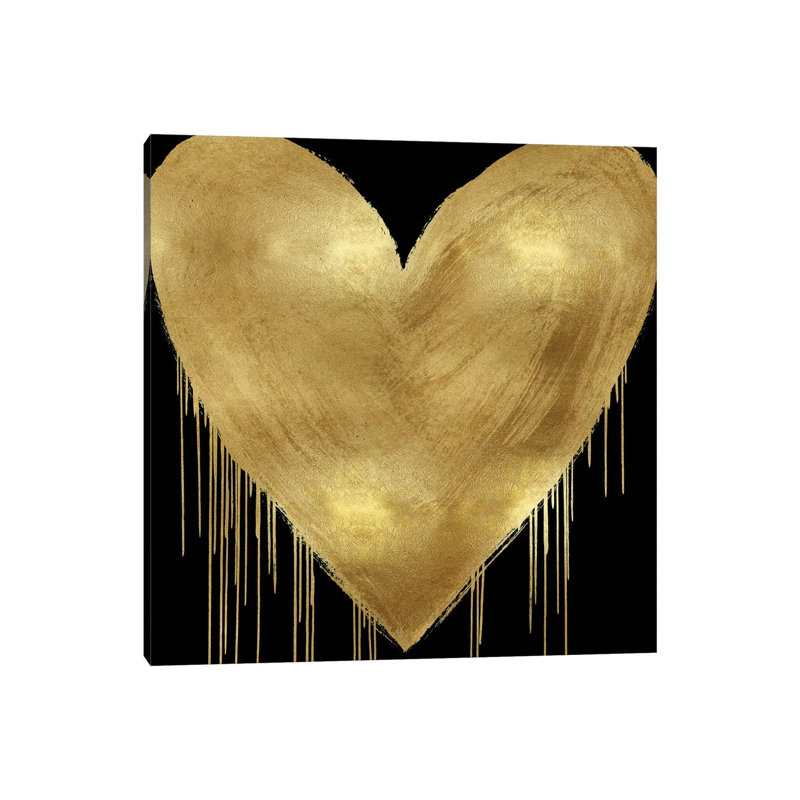 Big Hearted Gold On Black by Lindsay Rodgers - Wrapped Canvas Print, 45.72 cm H x 45.72 cm W x 3.175 cm D