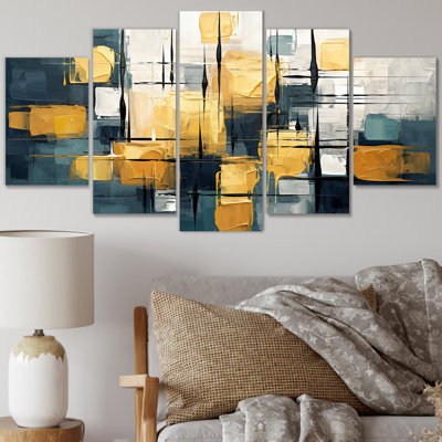 Squared Ceremony Abstract Expressionism III - Abstract Wall Art Print - 5 Panels