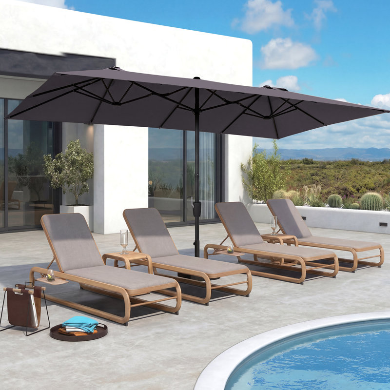 Cemil 400cm X 200cm Rectangular Market Parasol, Grey