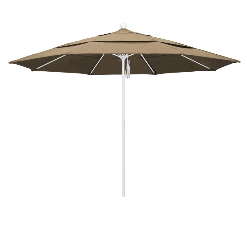 Parasol de marché 11 pi Silva, Toile Sunbrella® beige chiné, Pierre noire